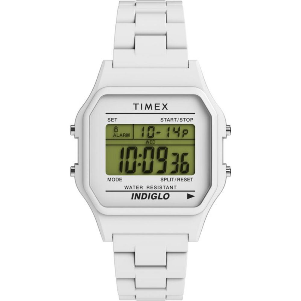 Timex T80 36mm Digital White Unisex Watch
